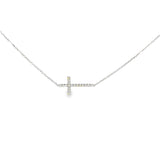 Diamond Side-Way Cross Necklace in 18ct White Gold