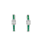 Emerald Diamond Huggie Earrings in 18ct White Gold