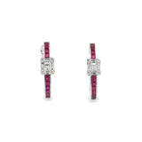 Ruby Diamond Huggie Earrings in 18ct White Gold