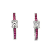 Ruby Diamond Huggie Earrings in 18ct White Gold
