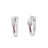 Ruby Diamond Huggie Earrings in 18ct White Gold