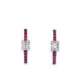 Ruby Diamond Huggie Earrings in 18ct White Gold