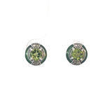 Antique Style Peridot Enamel Stud Earrings