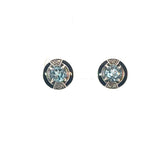 Antique Style Blue Topaz Enamel Stud Earrings