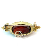Antique Orange Topaz Seed Pearl Brooch