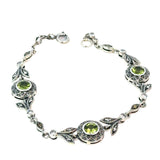 Antique Style Peridot Marcasite Bracelet in Sterling Silver