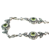 Antique Style Peridot Marcasite Bracelet in Sterling Silver