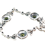 Antique Style Peridot Marcasite Bracelet in Sterling Silver