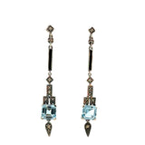 Art Deco Style Drop Blue Topaz Earrings
