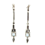 Art Deco Style Drop Blue Topaz Earrings