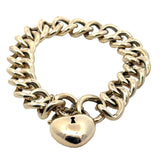 Curb Link Bracelet with Puff Heart Clasp in 9ct Yellow Gold