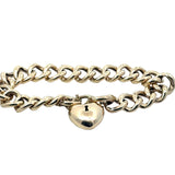 Curb Link Bracelet with Puff Heart Clasp in 9ct Yellow Gold