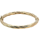 Hollow Twist Rope Finish Snap Bangle in 9ct Yellow Gold