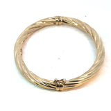 Hollow Twist Rope Finish Snap Bangle in 9ct Yellow Gold