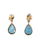 London Blue Topaz Teardrop Earrings in 9ct Yellow Gold