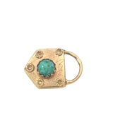 Charm in 18ct Yellow Gold - Turquoise Padlock