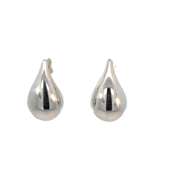 Italian Bulb Teardrop Earrings in 9ct White Gold