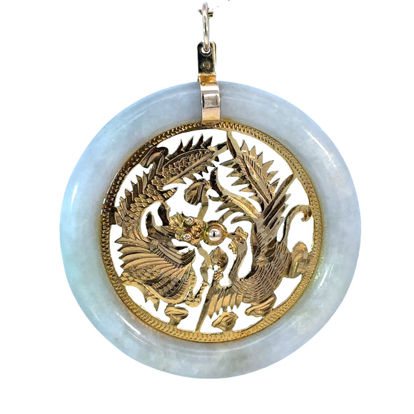 Chinese Jade Gold Dragon Pendant