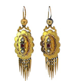 Antique Victorian Tassel Ruby Drop Earrings