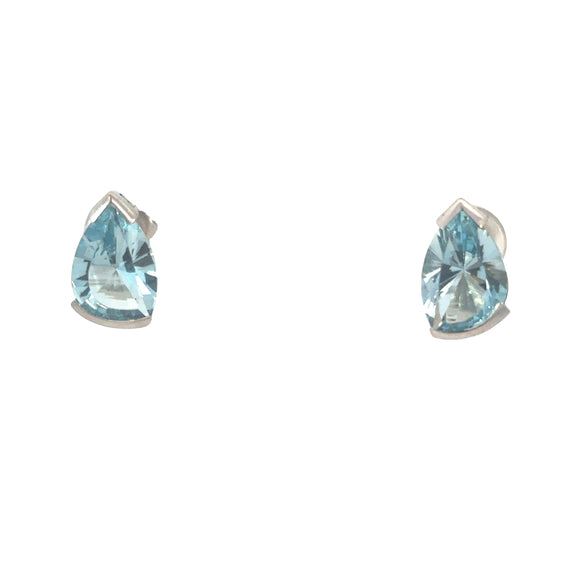 Teardrop Blue Topaz Earrings in Sterling Silver