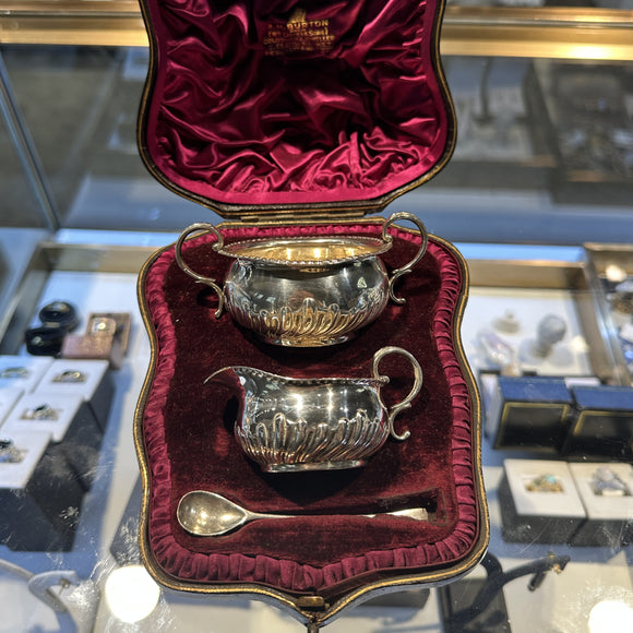 Antique Three Piece Creamer Bowl Set in Box
