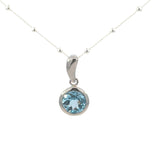 Round Blue Topaz Pendant in Sterling Silver