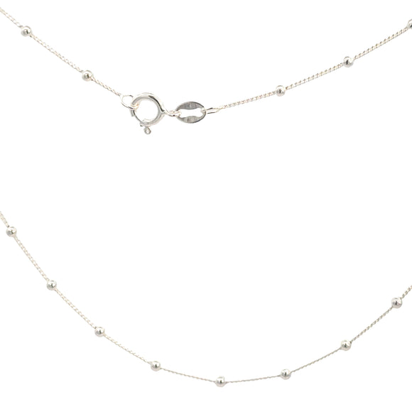 Italian Ball Chain Necklace in Sterling Silver - 55cm