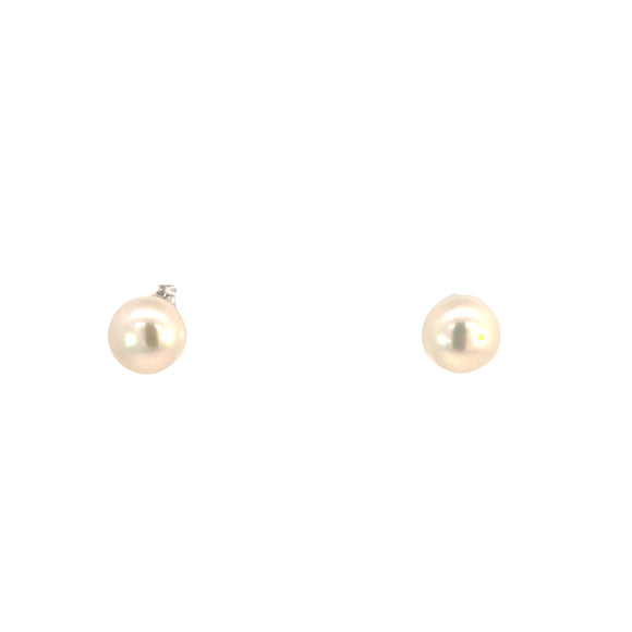 Large Button Freshwater Pearl Studs - 9.0mm