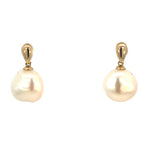 Baroque Pearl Drop Stud Earrings in 9ct Yellow Gold