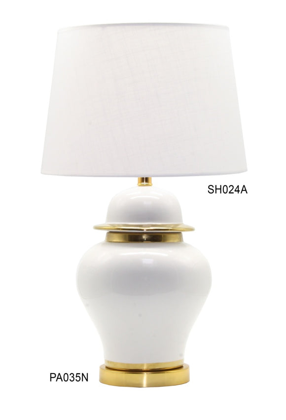 White and Gold Lamp with Shade