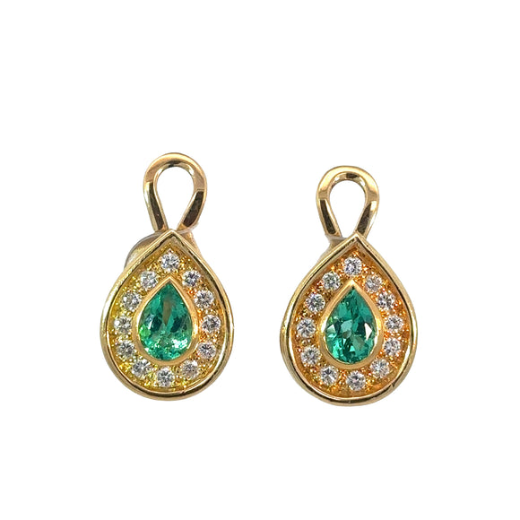 Emerald Diamond Earrings in 18ct Yellow Gold