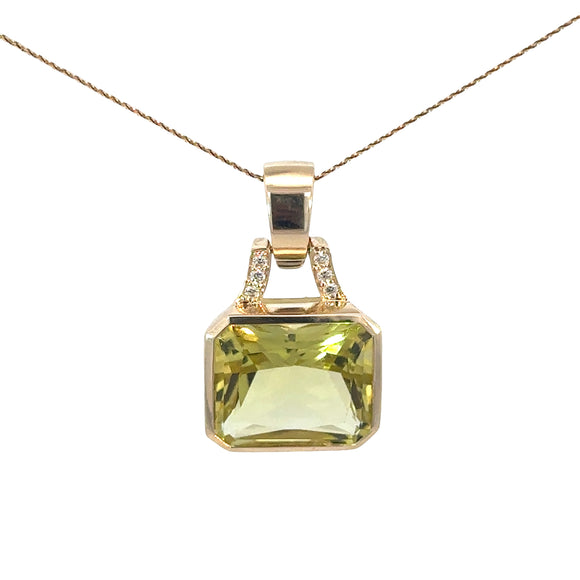 9ct Lemon Quartz Diamond Pendant Enhancer