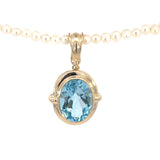9ct Yellow Gold & Topaz Blue Oval Pendant