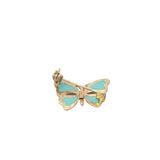 Blue Enamelled Butterfly Brooch in 9ct Yellow Gold