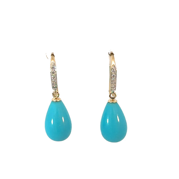 Turquoise Diamond Drop Earrings