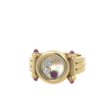 Vintage Chopard Happy Diamonds Ruby and Diamond 18ct Yellow Gold Ring