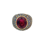 Pink Tourmaline Ceylonese Sapphire Ring in 18ct Yellow Gold