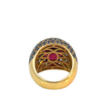 Pink Tourmaline Ceylonese Sapphire Ring in 18ct Yellow Gold