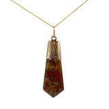 Vintage Agate Drop Pendant in 9ct Yellow Gold