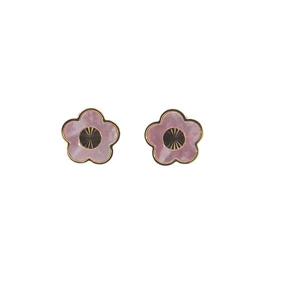 Pink Mother of Pearl Flower Earrings