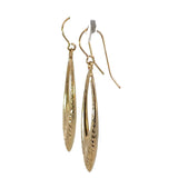Open Pointed Oval Dangle Drop Earrings in 9ct Yellow Gold