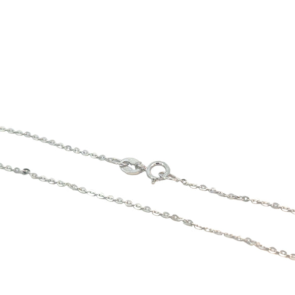 Flattened Cable Chain in 9ct White Gold - 50cm