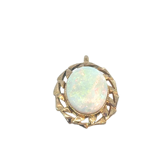 Oval Opal Pendant in Stirling Silver with Gilt Overlay