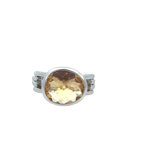 Checkerboard Citrine Ring