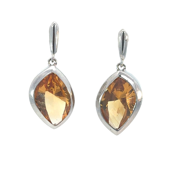 Slant Marquise Citrine Drop Earrings