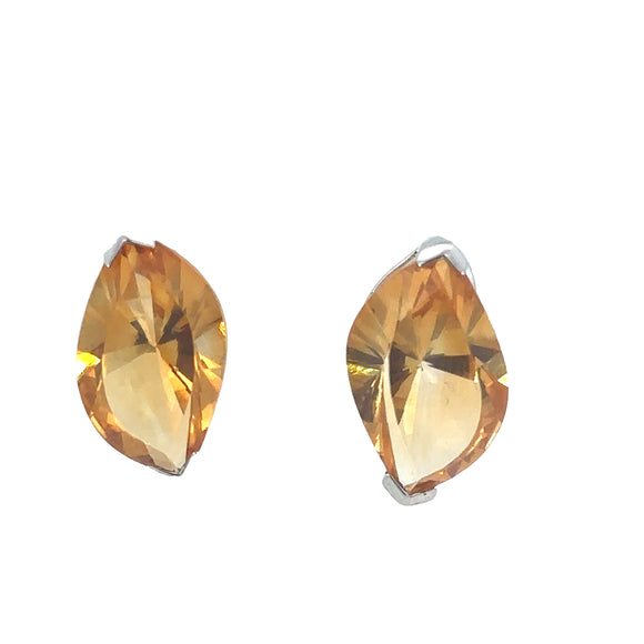 Slant Marquise Citrine Stud Earrings