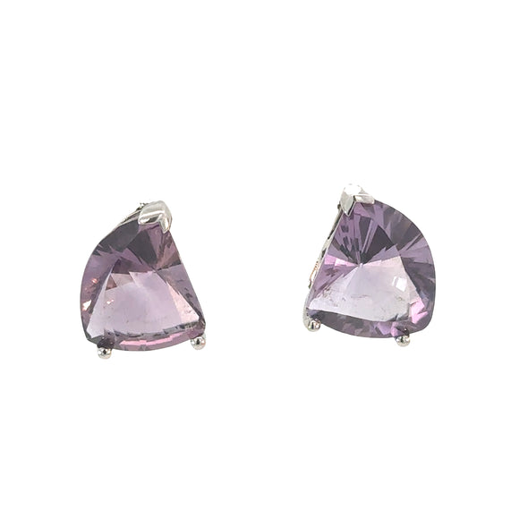 Triangular Amethyst Stud Earrings