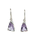 Triangular Amethyst Drop Earrings on Hooks