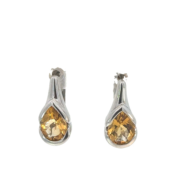 Pear Shaped Citrine Earrings