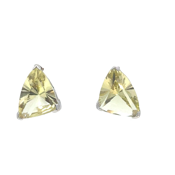 Triangular Green Garnet Stud Earrings